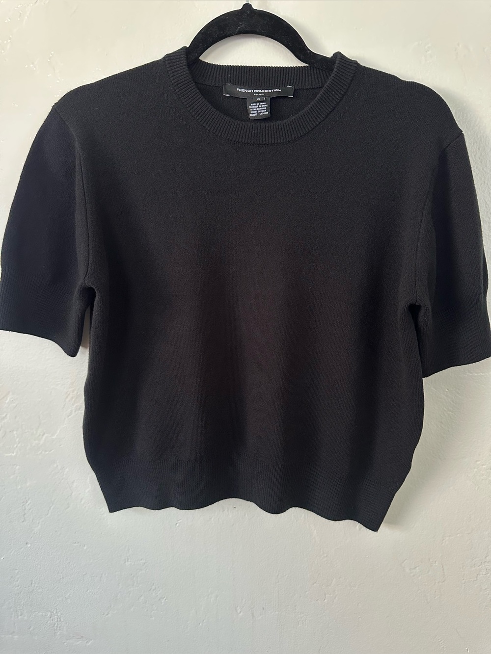 French Connection Black Knit Short Sleeve Sweater Pullover XL
